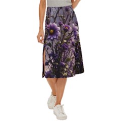 Flower Bloom Blossom Nature Flora Midi Panel Skirt by Apenda