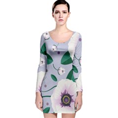 Flowers Petals Blossom Flora Long Sleeve Velvet Bodycon Dress