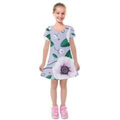 Flowers Petals Blossom Flora Kids  Short Sleeve Velvet Dress