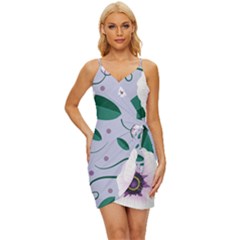 Flowers Petals Blossom Flora Wrap Tie Front Dress by Apenda