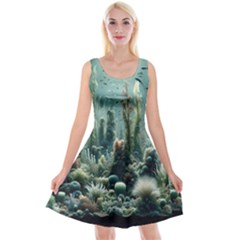 Underwater Coral Life Reversible Velvet Sleeveless Dress by Apenda