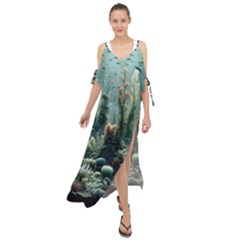 Underwater Coral Life Maxi Chiffon Cover Up Dress by Apenda