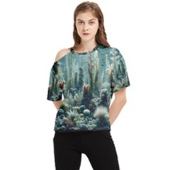 Underwater Coral Life One Shoulder Cut Out T-shirt by Apenda