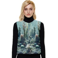 Underwater Coral Life Women s Button Up Puffer Vest