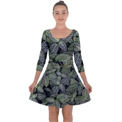 Leaves Foliage Botany Plant Quarter Sleeve Skater Dress