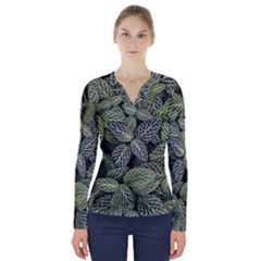 Leaves Foliage Botany Plant V-neck Long Sleeve Top