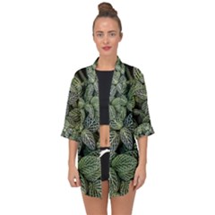 Leaves Foliage Botany Plant Open Front Chiffon Kimono