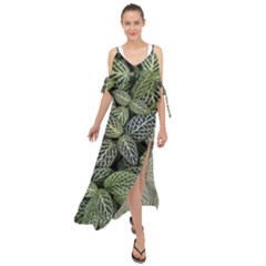 Leaves Foliage Botany Plant Maxi Chiffon Cover Up Dress