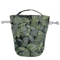 Leaves Foliage Botany Plant Drawstring Bucket Bag by Maspions