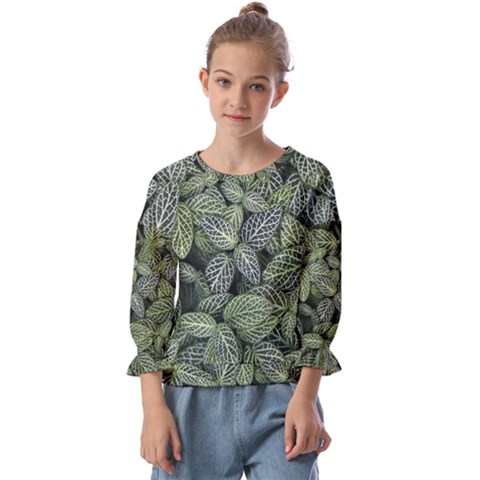 Leaves Foliage Botany Plant Kids  Cuff Sleeve Top by Maspions