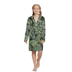 Leaves Foliage Botany Plant Kids  Long Sleeve Velvet Lounge Robe