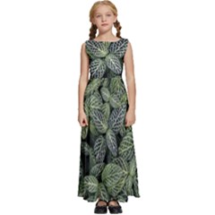 Leaves Foliage Botany Plant Kids  Satin Sleeveless Maxi Dress