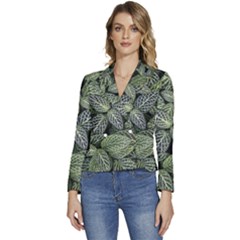 Leaves Foliage Botany Plant Women s Long Sleeve Revers Collar Cropped Jacket by Maspions