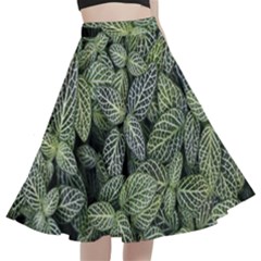 Leaves Foliage Botany Plant A-line Full Circle Midi Skirt With Pocket by Maspions