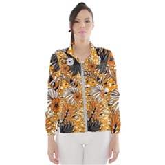 Leaf Yellow Point Flower White Women s Windbreaker