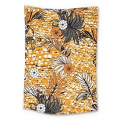 Leaf Yellow Point Flower White Large Tapestry