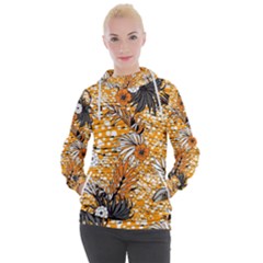 Leaf Yellow Point Flower White Women s Hooded Pullover