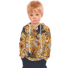 Leaf Yellow Point Flower White Kids  Overhead Hoodie