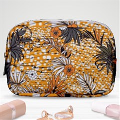 Leaf Yellow Point Flower White Make Up Pouch (small) by Grandong