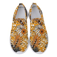 Leaf Yellow Point Flower White Women s Slip On Sneakers by Grandong