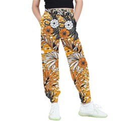 Leaf Yellow Point Flower White Kids  Joggers by Grandong