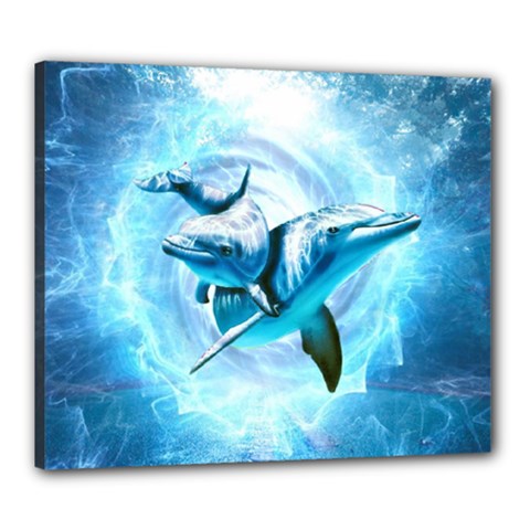 Dolphin Blue Sea Fantasy Canvas 24  X 20  (stretched)