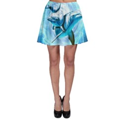 Dolphin Blue Sea Fantasy Skater Skirt