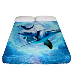 Dolphin Blue Sea Fantasy Fitted Sheet (queen Size)