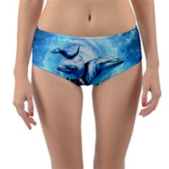 Dolphin Blue Sea Fantasy Reversible Mid-waist Bikini Bottoms