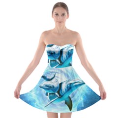 Dolphin Blue Sea Fantasy Strapless Bra Top Dress