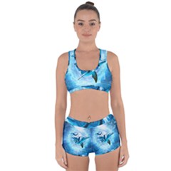 Dolphin Blue Sea Fantasy Racerback Boyleg Bikini Set