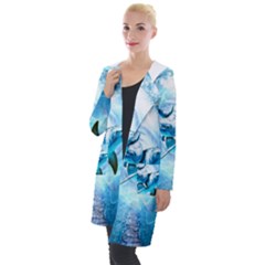 Dolphin Blue Sea Fantasy Hooded Pocket Cardigan