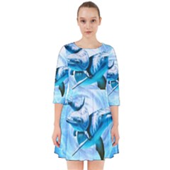 Dolphin Blue Sea Fantasy Smock Dress