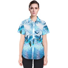 Dolphin Blue Sea Fantasy Women s Short Sleeve Shirt