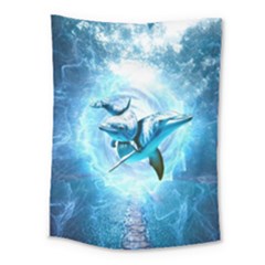 Dolphin Blue Sea Fantasy Medium Tapestry