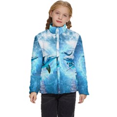 Dolphin Blue Sea Fantasy Kids  Puffer Bubble Jacket Coat