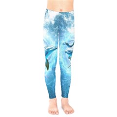 Dolphin Blue Sea Fantasy Kids  Leggings