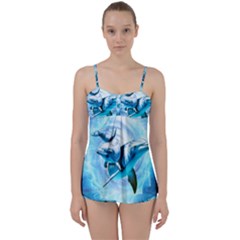 Dolphin Blue Sea Fantasy Babydoll Tankini Set by Maspions