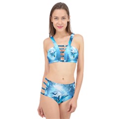 Dolphin Blue Sea Fantasy Cage Up Bikini Set by Maspions