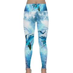 Dolphin Blue Sea Fantasy Lightweight Velour Classic Yoga Leggings