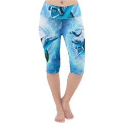 Dolphin Blue Sea Fantasy Lightweight Velour Cropped Yoga Leggings