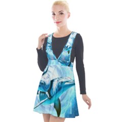 Dolphin Blue Sea Fantasy Plunge Pinafore Velour Dress