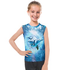 Dolphin Blue Sea Fantasy Kids  Mesh Tank Top