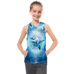 Dolphin Blue Sea Fantasy Kids  Sleeveless Hoodie