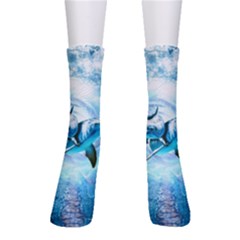 Dolphin Blue Sea Fantasy Crew Socks by Maspions