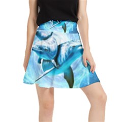 Dolphin Blue Sea Fantasy Waistband Skirt