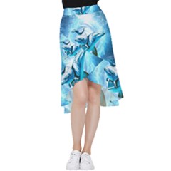 Dolphin Blue Sea Fantasy Frill Hi Low Chiffon Skirt