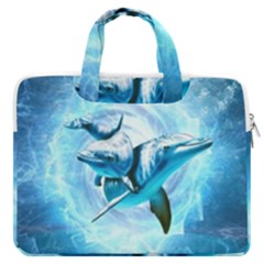 Dolphin Blue Sea Fantasy Macbook Pro 15  Double Pocket Laptop Bag 