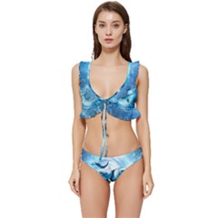 Dolphin Blue Sea Fantasy Low Cut Ruffle Edge Bikini Set