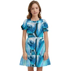 Dolphin Blue Sea Fantasy Kids  Puff Sleeved Dress